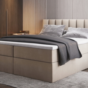 Łóżko kontynentalne 160x200 Palermo Tapicerowane Beżowe 2 pojemniki OD RĘKI