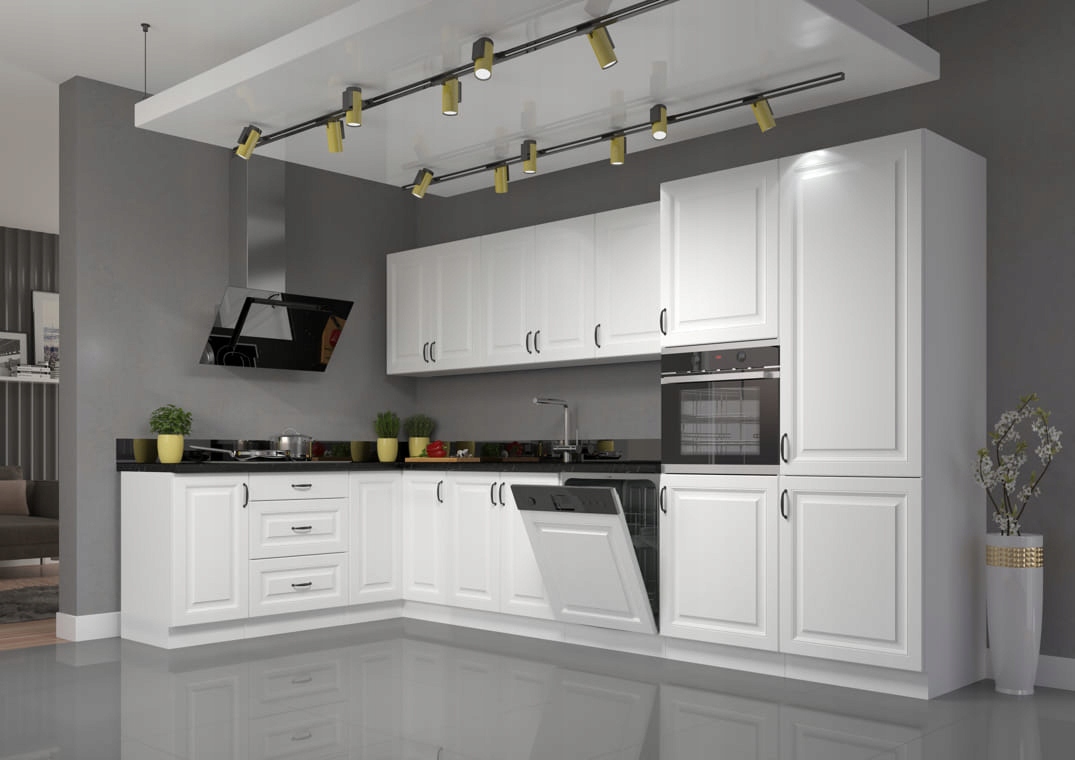 Meble kuchenne narożne Stilo biały/biały zestaw