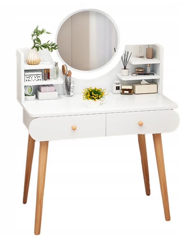 TOALETKA KOSMETYCZNA Z LUSTREM MAKIJAŻ BIAŁA DUŻA SKANDYNAWSKA LOFT