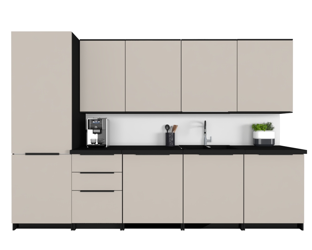 Wysoka Jakość Meble Kuchenne Modułowe KIRA Czarne Kaszmir 2,8m Cichy Domyk