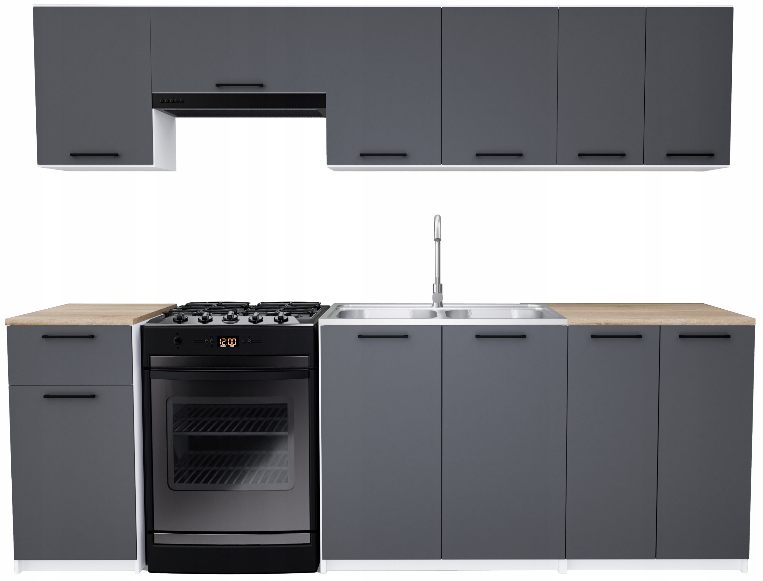 Zestaw mebli kuchennych Toronto TANIE Antracyt + Blat