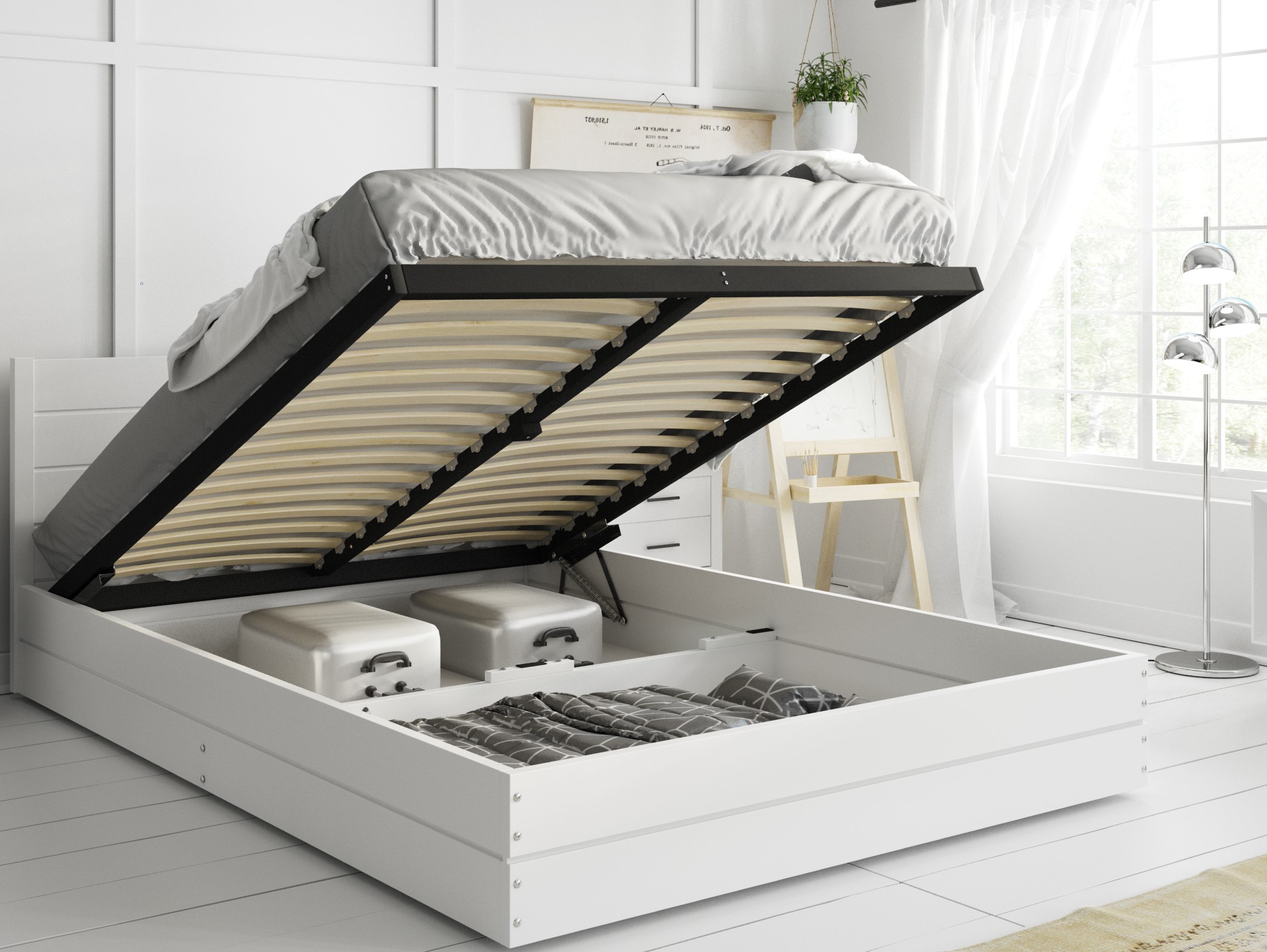 łóżko 140x200 z materacem pojemnikiem stelaż Montana